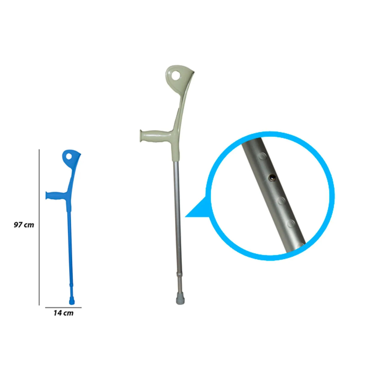Muleta Canadiense de Aluminio Ergonómica | Soporte de Antebrazo y Altura Ajustable