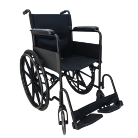 Silla de Ruedas Plegable Estándar en Acero Negro con Ruedas de Magnesio/Polímero
