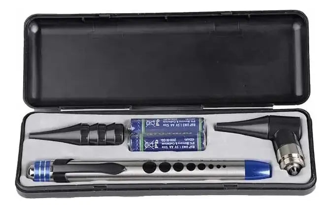 Set de Diagnóstico Portátil 2 en 1 – Otoscopio de Bolsillo y Linterna Médica con Estuche