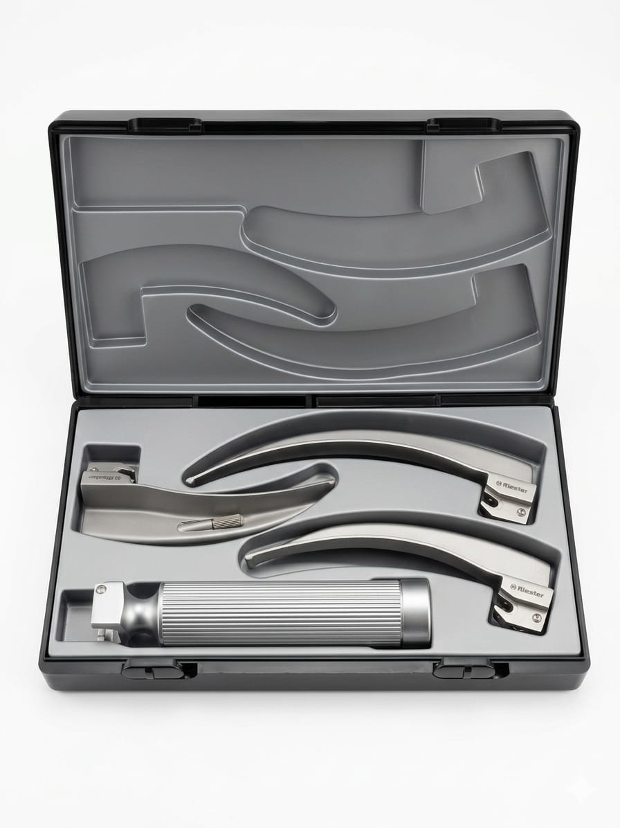 Set de Laringoscopio de Fibra Óptica Riester (Hojas Macintosh) con Estuche