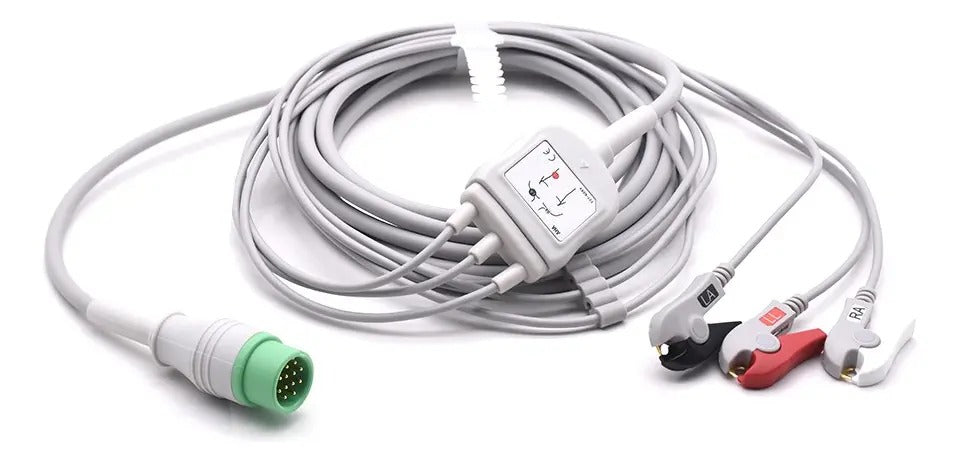 Cable de ECG de 3 Derivaciones para Schiller Defigard – Conexión Clip / AHA